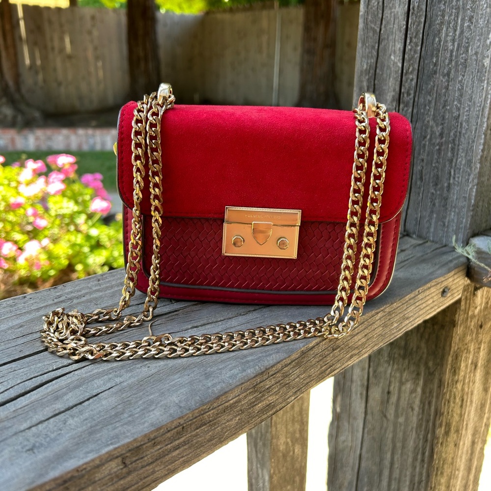 Charles and Keith red crossbody purse clutch